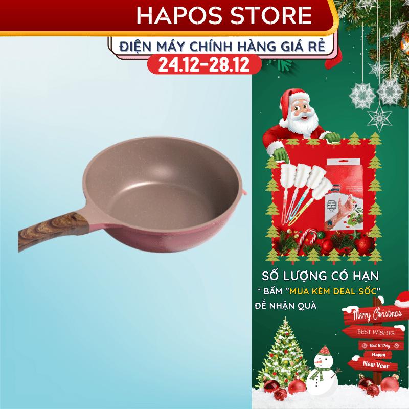 Chảo chống dính sâu lòng Sunhouse bếp từ Chính hãng, vân đá tráng men Dura pro 20cm 24cm không có nắp - HAPOS OFFICIAL