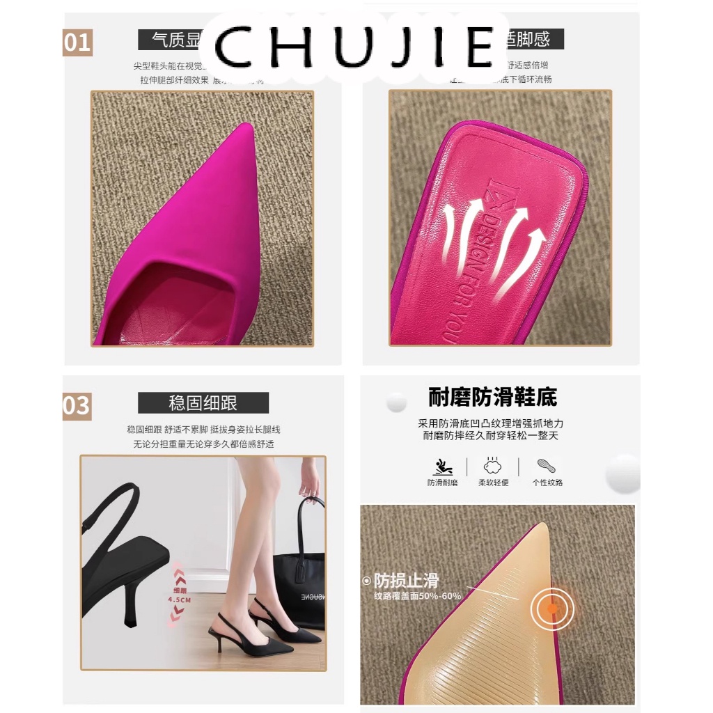 CHUJIE dép sandal nữ đi chơi giày cao gót nữ giày cao gót mũi nhọn sandal cao gót sandal nữ đế cao 2024NEW mẫu mới ins Phong cách Korean Style Comfortable B94G02L 36Z230909