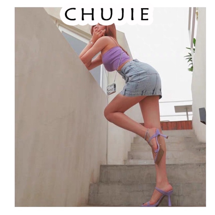 CHUJIE  giày cao gót Sandal Cao Gót Hở Ngón Thiết Kế Mới Thời Trang Dành Cho Năm 2024 27Z23062707  Thời trang ins High quality Trendy B94G02H 36Z230909