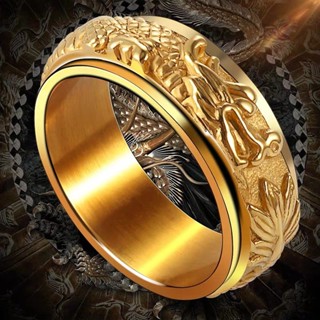 Nhẫn Thép Titan Dập Nổi Hình Rồng Độc Đáo Chống Thấm Nước Không Gây Dị Ứng Thời Trang Thích Hợp Làm Quà Valentine Cho Nam