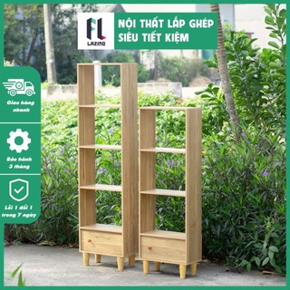 Kệ sách phong cách Bắc Âu Lazino, Kệ gỗ để đồ decor trang trí phòng khách, phòng làm việc chất liệu gỗ MDF