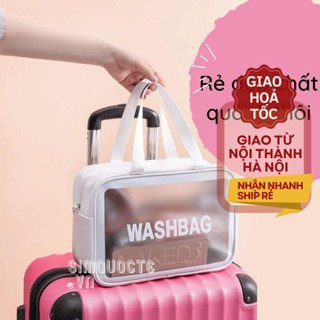 Túi đựng mỹ phẩm đồ trang điểm du lịch bằng da PU chống thấm nước sức chứa lớn WASHBAG