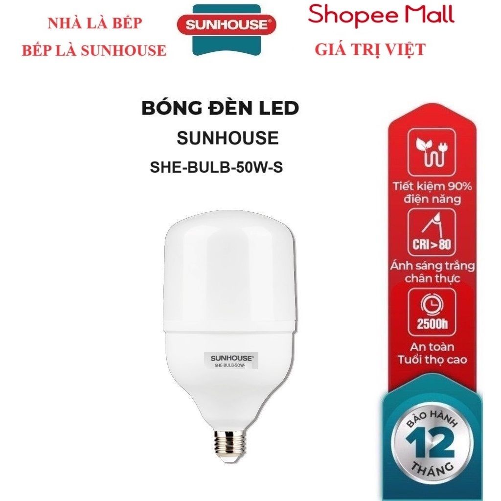 Bóng Đèn LED bulb Spec Sunhouse 50W  SHE-BULB-50W-S, Tuổi thọ lên đến 25.000 giờ, Chip LED chất lượn