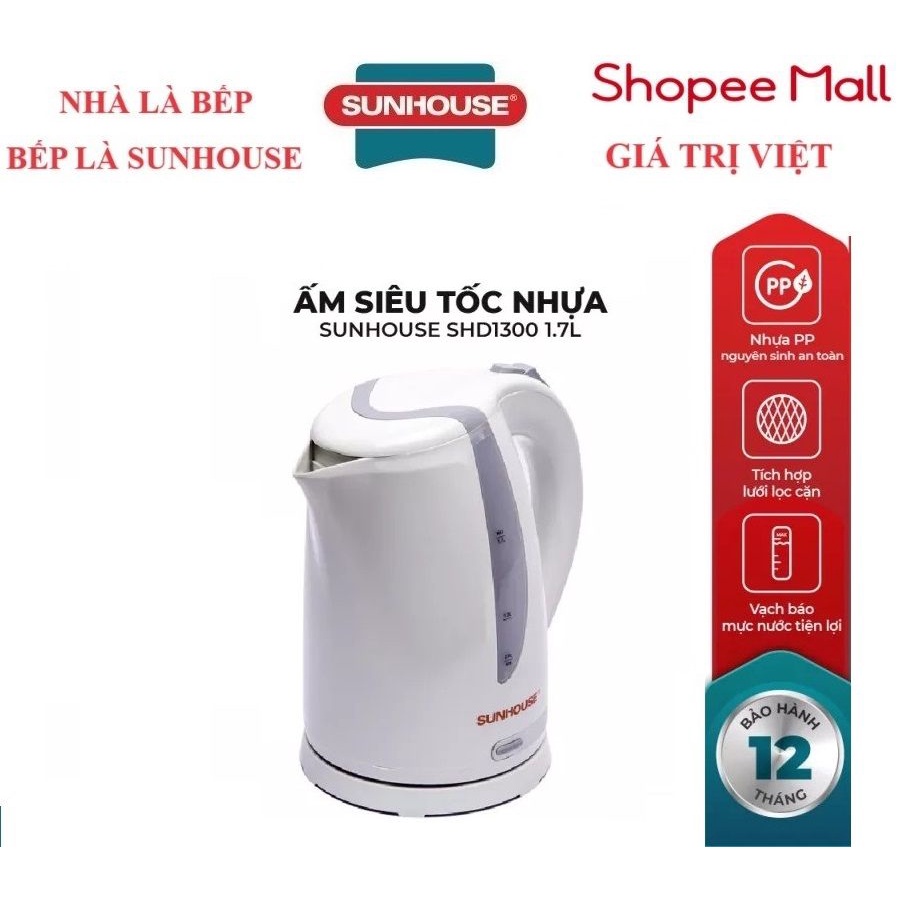 ẤM SIÊU TỐC, BÌNH ĐUN SIÊU TỐC SUNHOUSE SHD1300