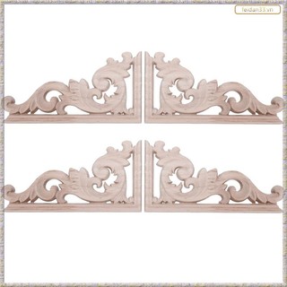 Set 4 miếng gỗ chạm khắc góc trái + phải trang trí nội thất
