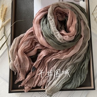 Khăn Choàng Cotton Lanh Màu Gradient Phong Cách Mới Dễ Phối Đồ