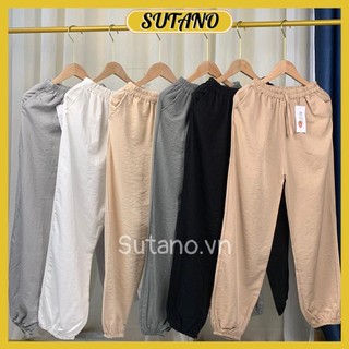 Quần đũi dài bom nữ- quần jogger bomber chất đũi xước mát cạp chun co giãn Q348 SUTANO
