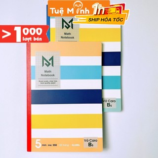 Vở Caro 5x5 B5 120 trang MS 990 may dán gáy bìa nhiều màu VPPTUEMINH, vở Klong