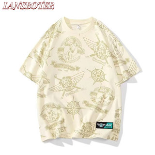 Áo Thun cotton Mỏng Cổ Tròn Ngắn Tay Dáng Rộng In Hình Đường Phố Thời Trang Mùa Hè Hàn Quốc Dành Cho Nam