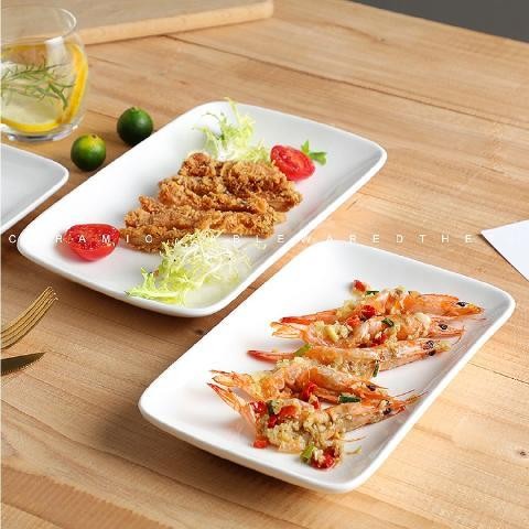 Hotel ceramic plate restaurant restaurant pure white rice noodle plate towel plate steaming fish pla