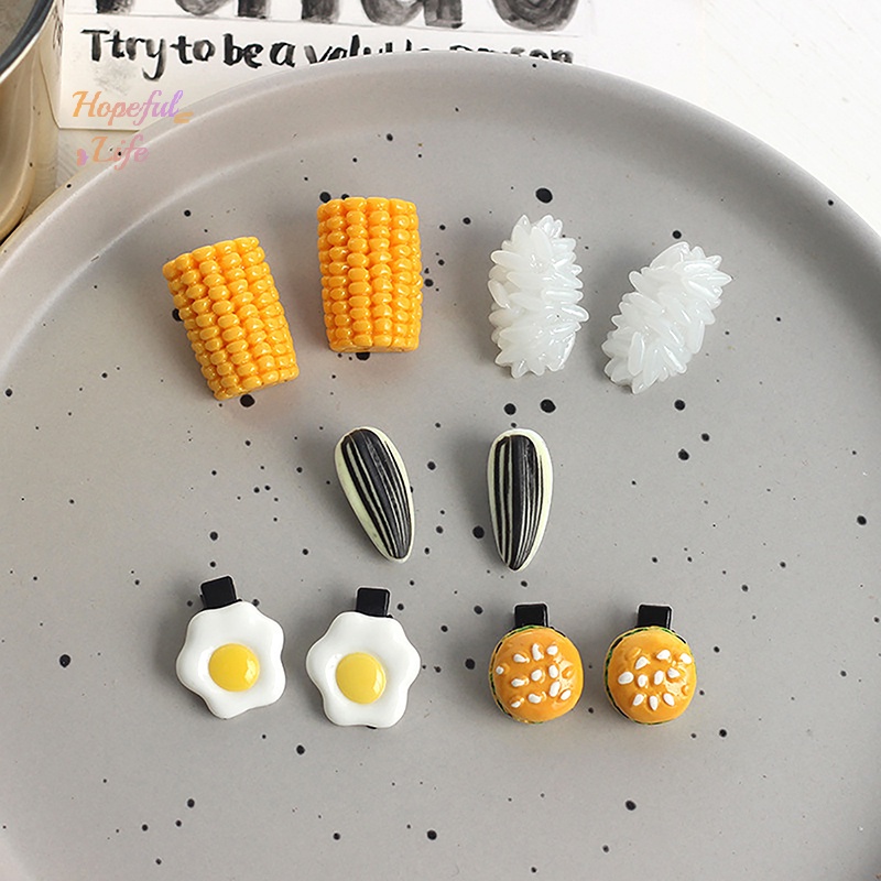 Kẹp Tóc Trang Trí Hình Thức Ăn Mô Phỏng Hạt Ngô / Cơm / burger Ngộ Nghĩnh Cho Bé Gái