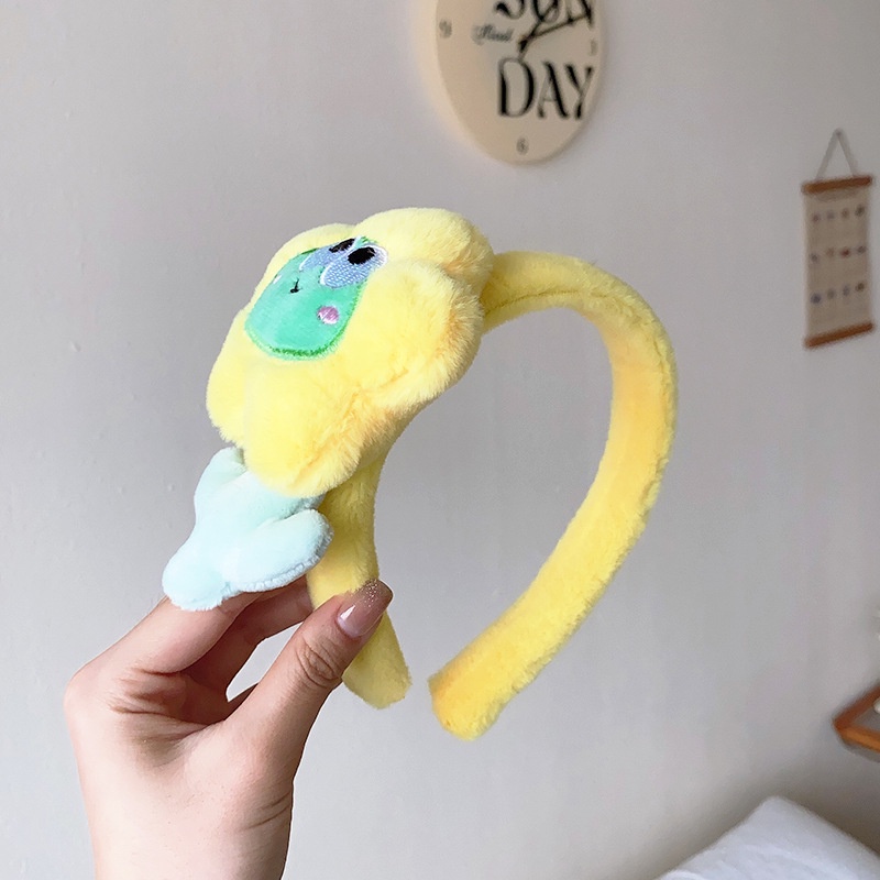 Băng đô cài tóc rửa mặt Vải Bông Họa Tiết Hoa Hướng Dương Hoạt Hình Dễ Thương