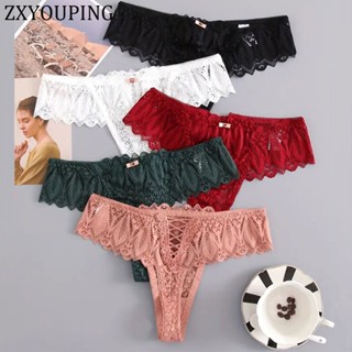  Bộ 3 Quần Lót Lọt Khe Chữ t Lưng Thấp Phối Ren Dây Chéo Gợi Cảm Cho Nữ 