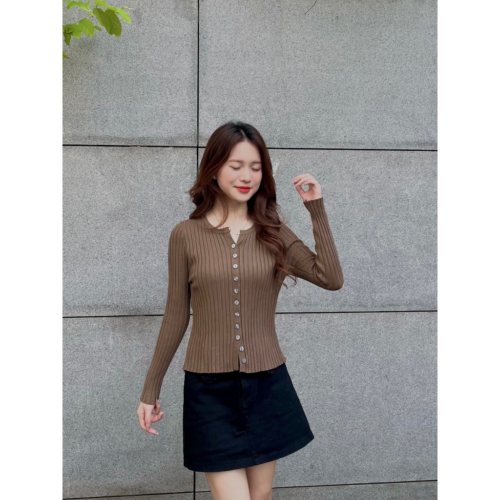 ÁO LEN GÂN tăm cúc nhỏ dọc - . - Aolen10029_P2K4