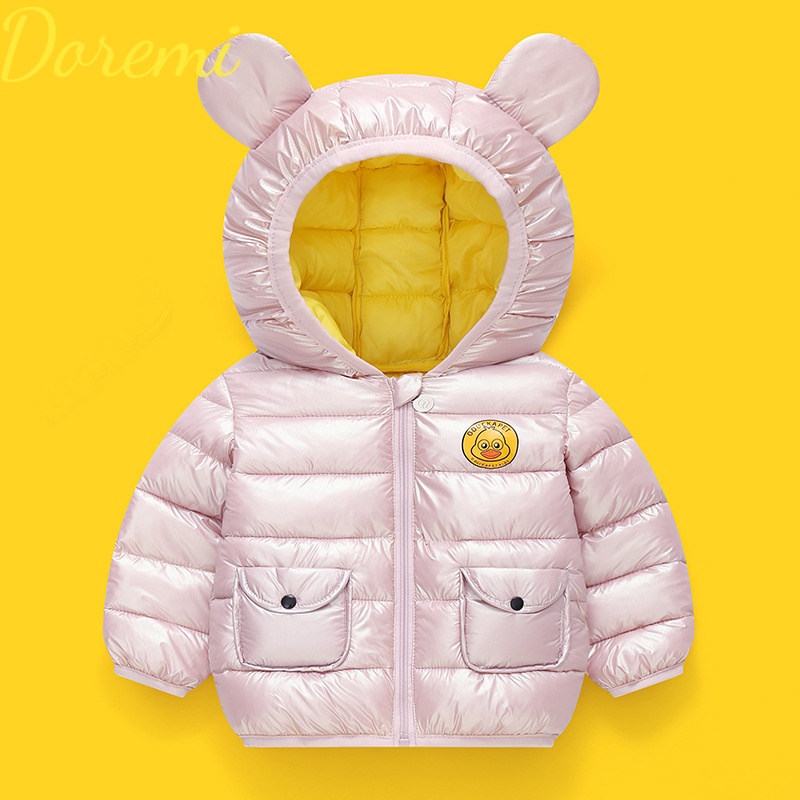 Áo Khoác Đệm cotton Có Nón Tai Vịt Vàng Nhỏ Hoạt Hình Cho Bé Trai Và Bé Gái