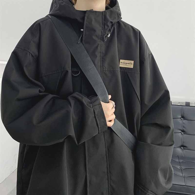 Áo Khoác hoodie Dáng Rộng Phối Túi plus size m-8xl Phong Cách Mỹ Cho Nam