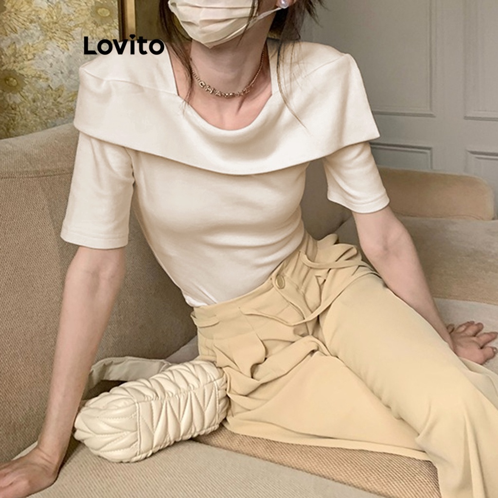 Lovito áo ôm body đen màu trơn thường ngày Asymmetrical T-Shirt cho nữ LNE17028 (Màu mơ)