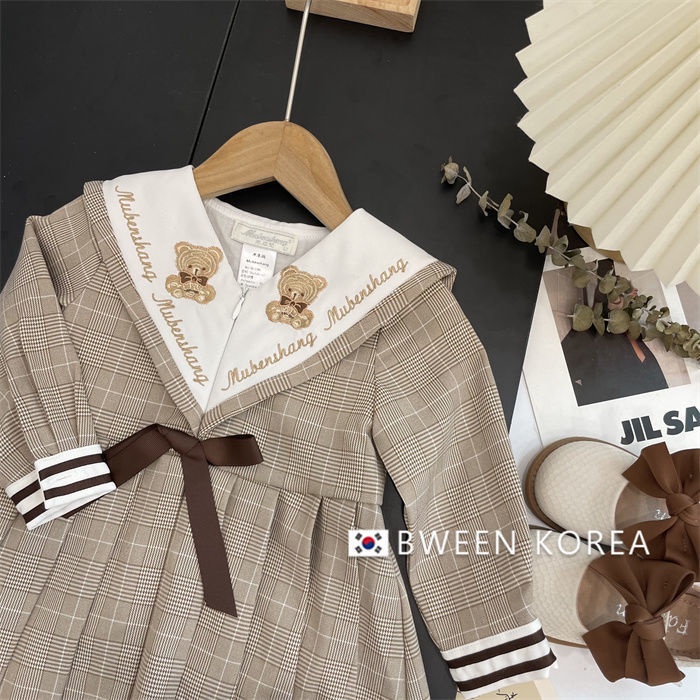 Đầm Công Chúa In Chữ Và Gấu Hoạt Hình Phong Cách Hàn Quốc Thời Trang Mùa Thu Dành Cho Bé Gái