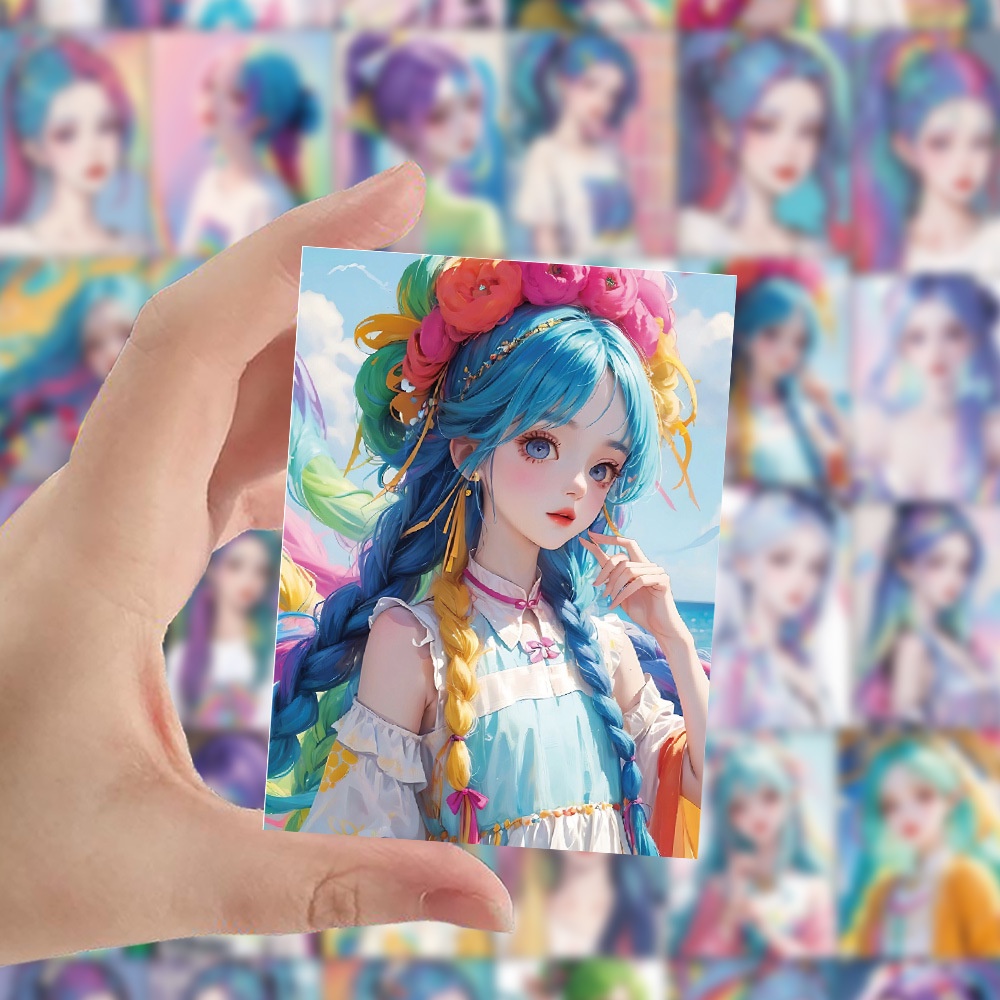 Bộ 60 Miếng Dán Trang Trí Mũ Bảo Hiểm / Bút Chì Họa Tiết Hoạt Hình graffiti Màu Cầu Vồng Xinh Xắn