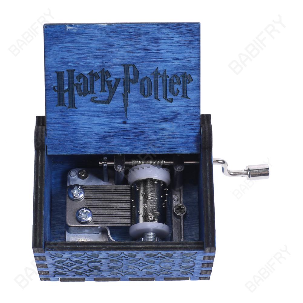 Hộp Nhạc Gỗ harry potter Màu Xanh Dương Làm Quà Tặng Giáng Sinh
