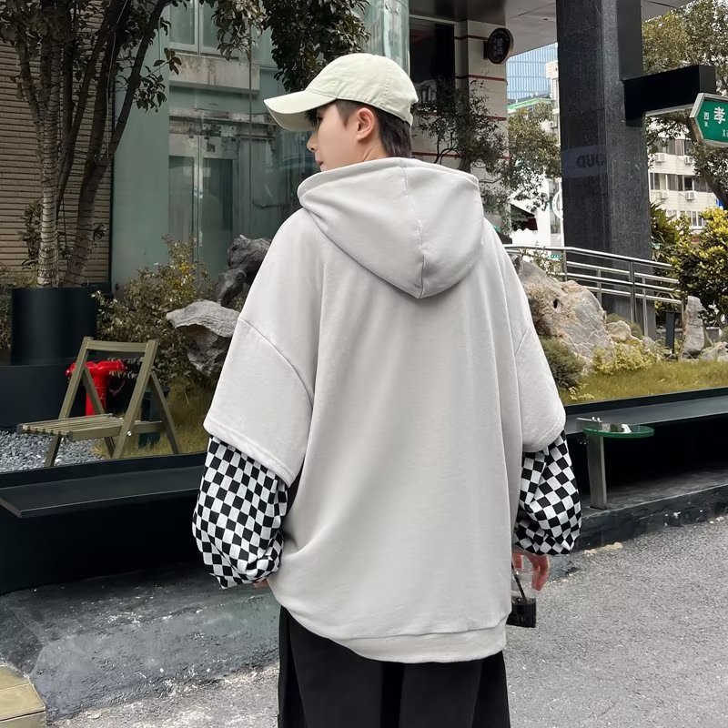 Áo Hoodie Giả Hai Lớp Dáng Rộng Phong Cách Mới Mùa Thu 2023 Cho Nam
