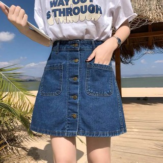 Chân váy jeans ngắn SUNNNY cạp cao thoải mái cho nữ