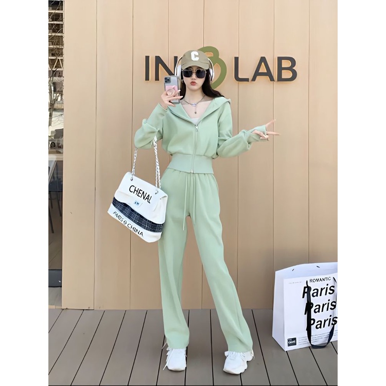 Set Đồ Thể Thao Hai Mảnh Áo Hoodie + Quần Dài Lưng Thun Phong Cách Thời Trang Mới 2023