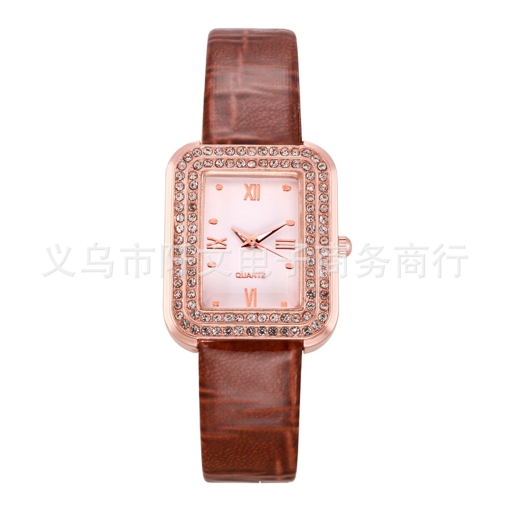 Đồng Hồ Đeo Tay Máy quartz Mặt Vuông Đính Đá Thời Trang Cho Nữ