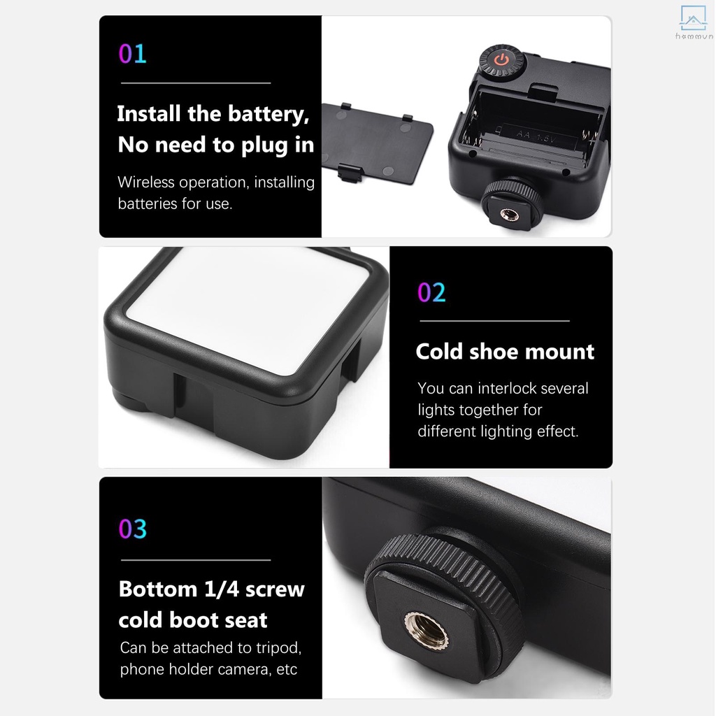 Đèn led mini Ánh Sáng 5600k 25 Hạt 3 Màu Chuyên Dụng Cho Chụp Ảnh #homevn