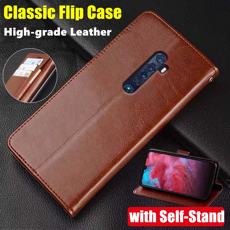 Bao Da Điện Thoại Dạng Ví Nắp Gập Đơn Giản Có Ngăn Đựng Thẻ Cổ Điển Cho oppo reno2 cph1907 Ốp