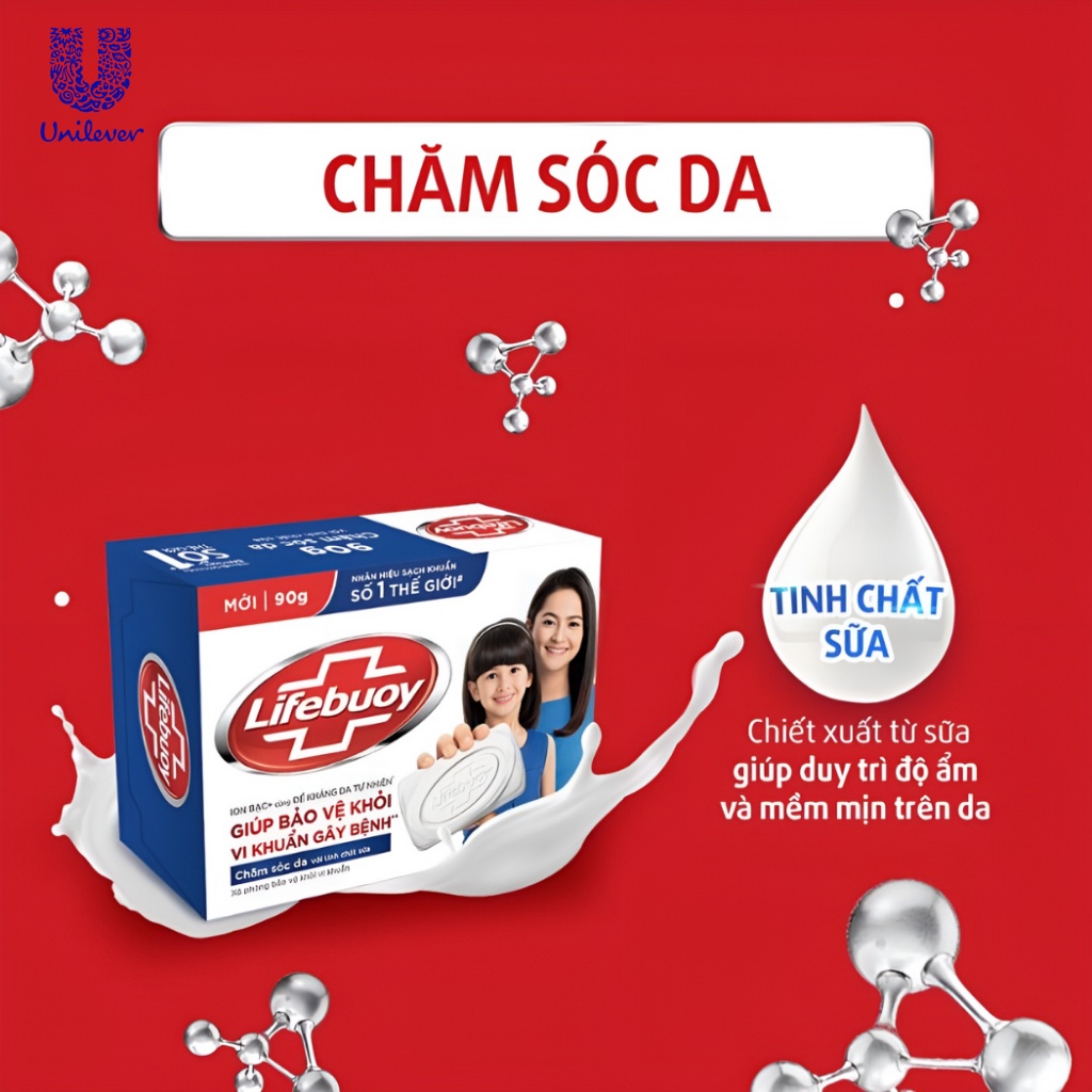 Bánh Xà Phòng Lifebuoy Ion Bạc Bảo Vệ Khỏi 99.9% Vi Khuẩn - 90G