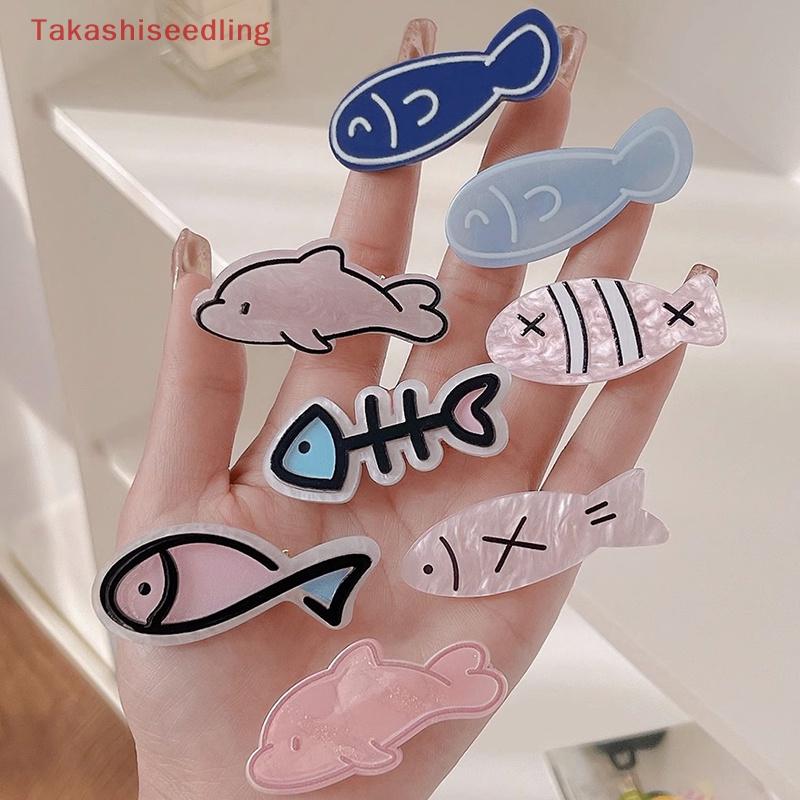 Kẹp Tóc Hình Cá Hoạt Hình Bằng acrylic Sáng Tạo Vui Nhộn Dành Cho Bé Gái Mùa Hè