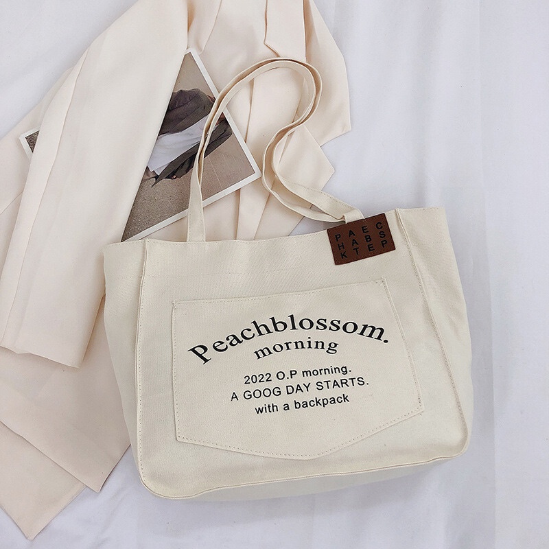 Túi Xách canvas In Chữ Phong Cách ulzzang Thời Trang Cho Nữ