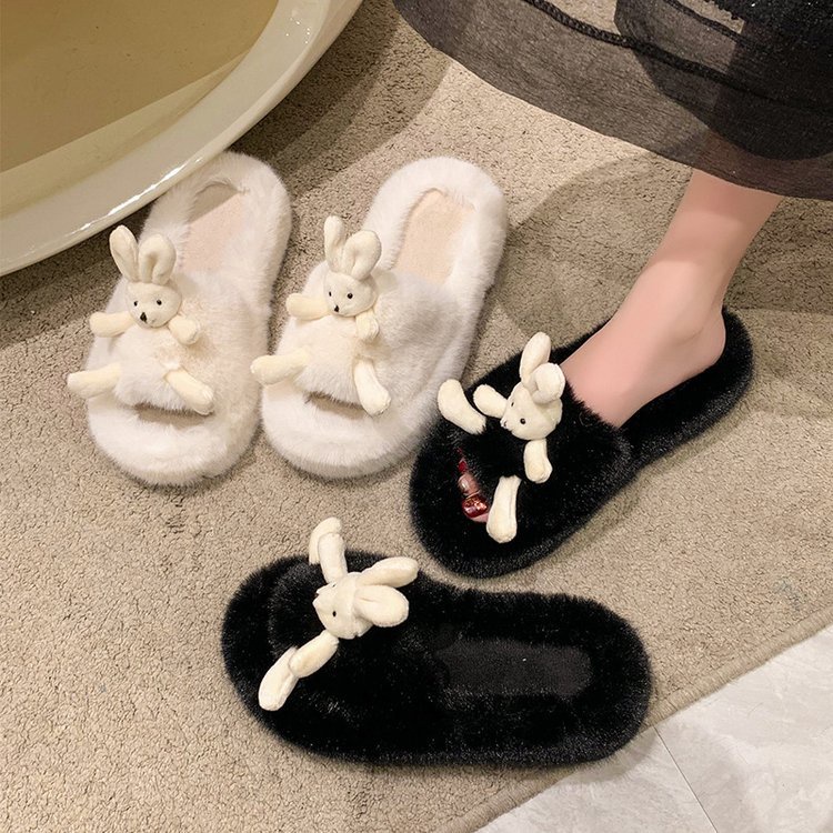 Dép Bông Dày Dặn Hình Thỏ Dễ Thương Thời Trang Thu Đông