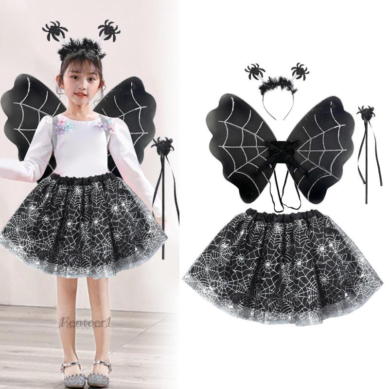 Set Băng Đô Và Chân Váy tutu Hóa Trang halloween Cho Bé Gái