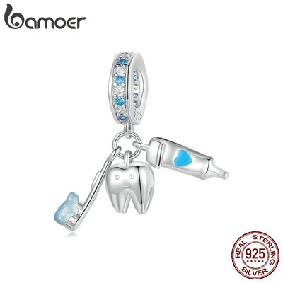 Bamoer Mặt Dây Chuyền Bạc 925 Hình Bàn Chải Và Kem Đánh Răng