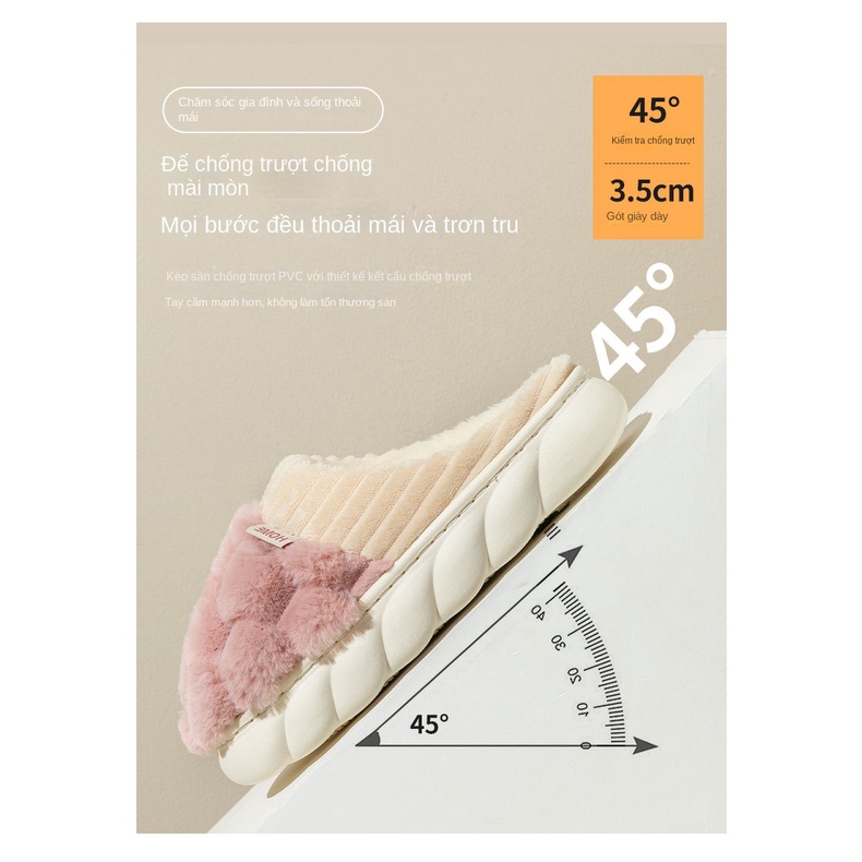 Inuchi Dép Bông Đi Trong Nhà Chống Trượt Giữ Ấm Mùa Thu Đông Cho Cặp Đôi ybcr