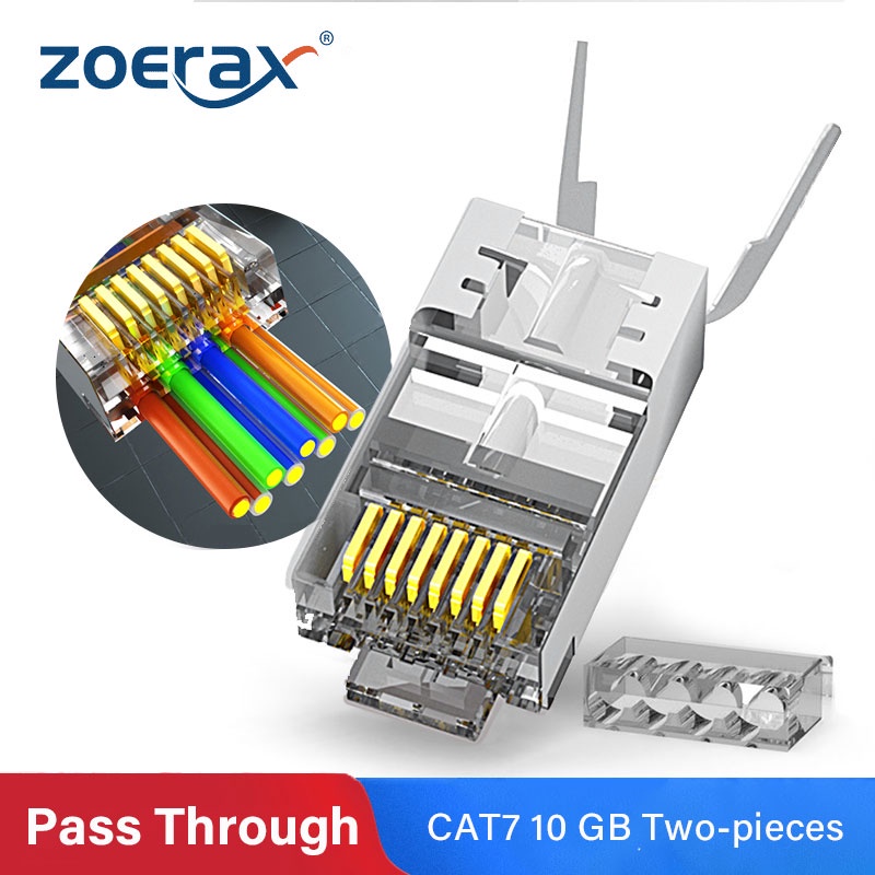 Zoerax rj45 cat8 cat7 & cat6a 8p8c 50um Mạ Vàng ftp / stp | Mô-đun Mạng rj45 1.5mm - 1.5mm
