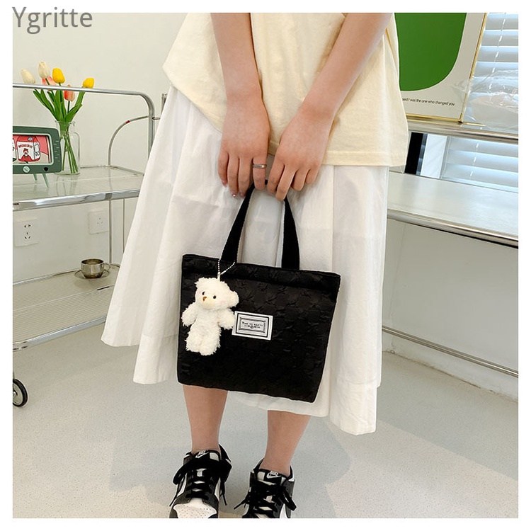 Túi Vải oxford Đựng Bình Nước Xách Tay / Sách Vở Cỡ Nhỏ Họa Tiết Sọc Caro Thời Trang Cho Nữ