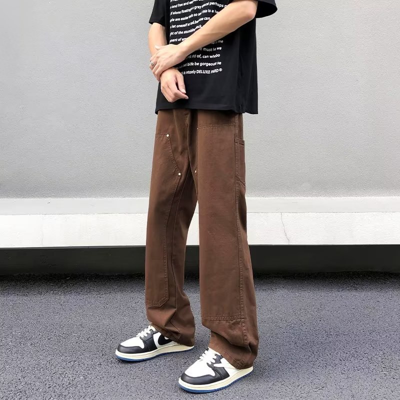 Quần Dài Ống Rộng Màu Cà Phê Phong Cách Đường Phố Mỹ Cá Tính Màu Sắc Cà Phê Dành Cho Nam