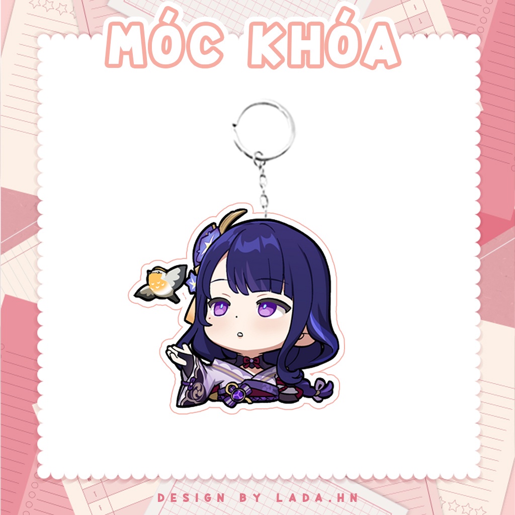 Móc khóa mô hình standee đứng để bàn Raiden Shogun Genshin Impact Lada anime đáng yêu chibi trang trí quà tặng