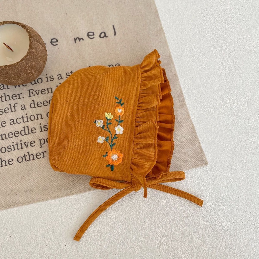 Set Áo Liền Quần & Mũ Trùm Đầu Thêu Hoa Cho Bé Gái Sơ Sinh