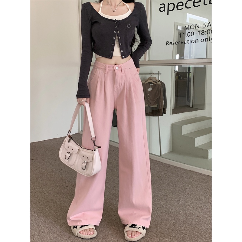 Quần jeans Nữ Lưng Cao Ống Rộng Thời Trang Hàn Quốc