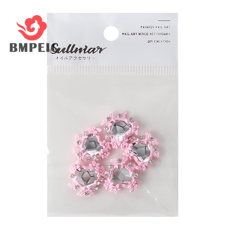 Set 5 Phụ Kiện Trang Trí Móng Tay 3d Bằng Kim Loại Hình Nơ Và Trái Tim Đáng Yêu Cho Nữ Mới