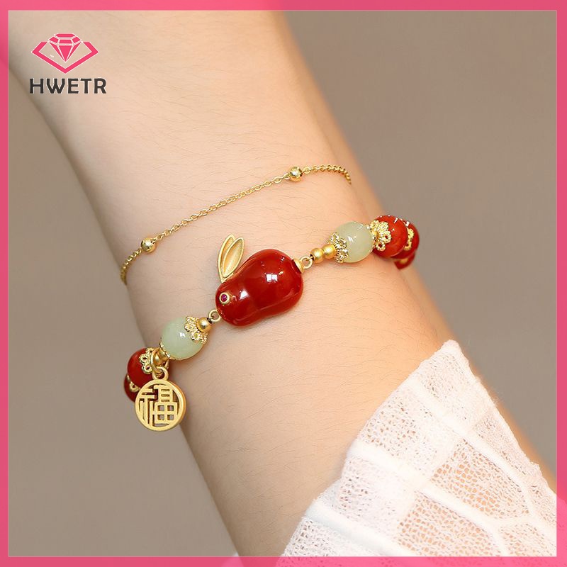Vòng Tay Hai Lớp Mặt Hình Thỏ Dễ Thương Phong Cách vintage Cho Nữ Mới