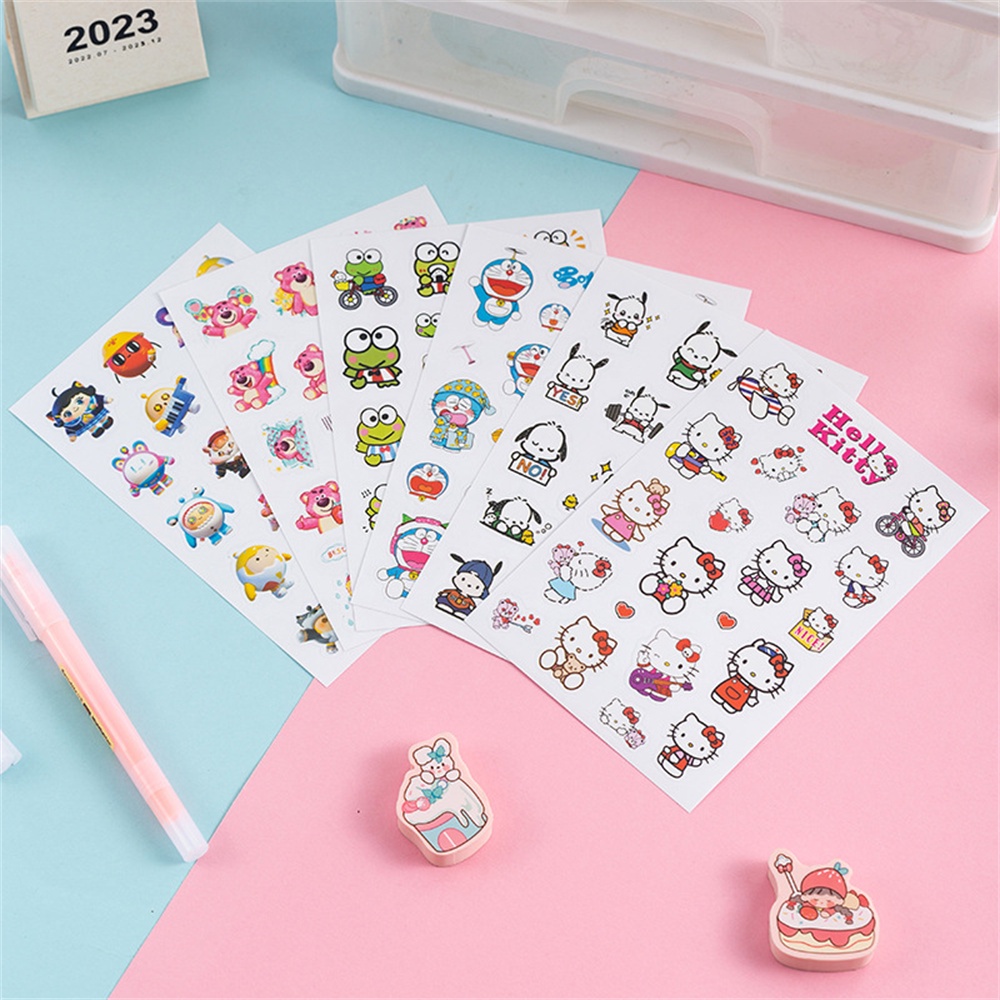 Ღ Hoạt Hình Dễ Thương Miếng Dán Cốc Nước Trong Suốt Chống Thấm Nước Miếng Dán Sanrio KT Cat Pacha Dog Handbook Sticker Trang Trí Tay Tài Khoản Sticker Kid Quà Tặng