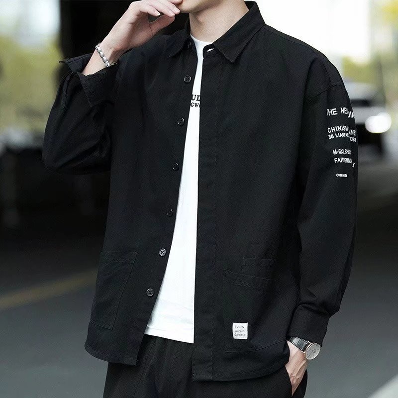 Áo Sơ Mi cotton Tay Dài Dáng Rộng Phong Cách Đường Phố Thời Trang Xuân Thu Cho Nam Giới