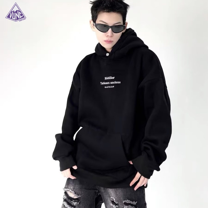 Vunc Áo Hoodie Dáng Rộng In Chữ Thiết Kế Đơn Giản Dễ Phối Đồ Cho Nam