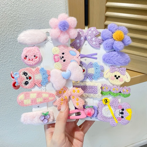 Bộ Kẹp Tóc Đính Nơ Họa Tiết Hoạt Hình Phong Cách Hàn Quốc Cho Bé Gái