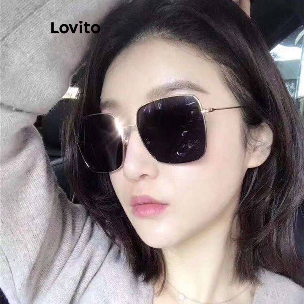 Lovito Kính râm kim loại trơn thông thường cho nữ LNA28278